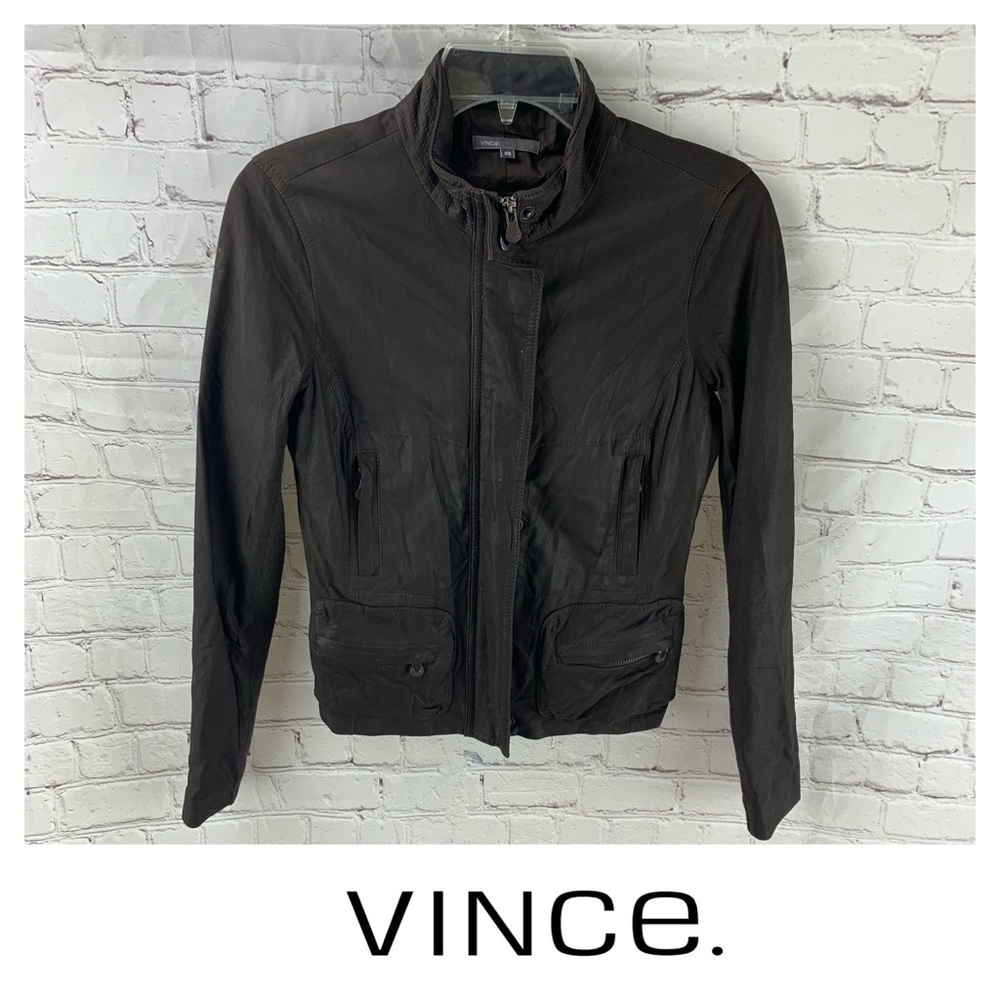 Vince. Brown Leather Jacket